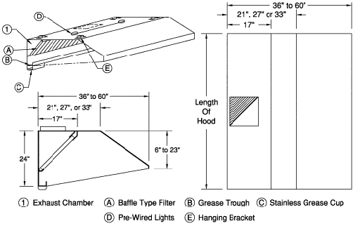 Low Ceiling Taper Exhaust Canopy